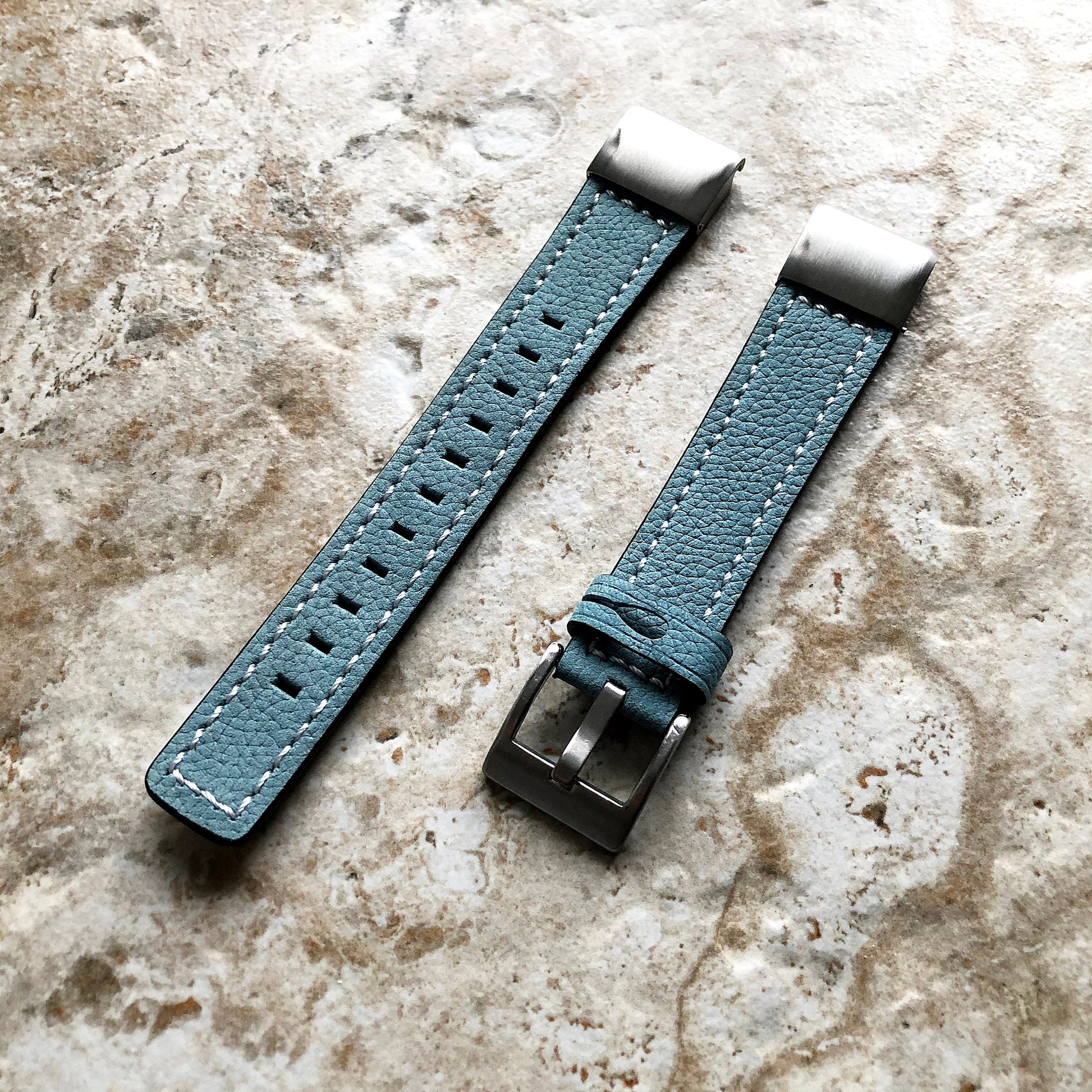 Garmin Blue Suede Stitched Band for D2 Delta S Instinct 2S Descent Mk2S Mk3 Mk3i 43mm Approach S70 42mm Leather Quick Fit Watch Strap A20B18