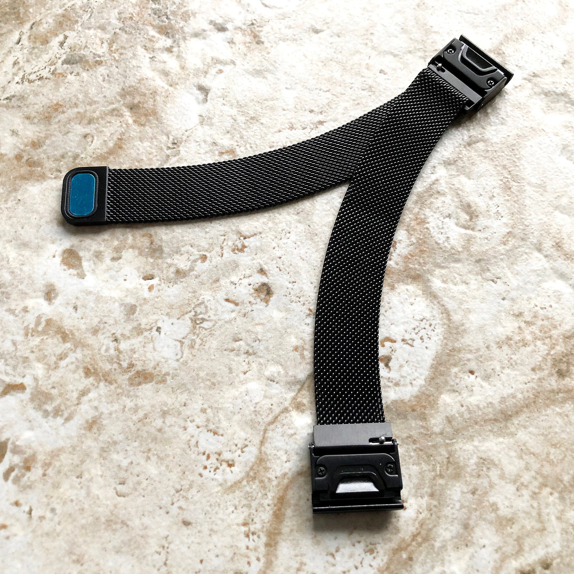 Garmin Black Color Band Compatible with fenix 8 43mm 7S Pro Solar Sapphire fenix 6S Pro Stainless Steel Milanese Quick Fit Strap A20-B18
