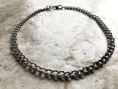 9mm x 7mm x 1.7mm Silver Shiny Color Stainless Steel Curb Chains Necklace Unisex Customisable Size Jewelry Tarnish Resistant Very Strong