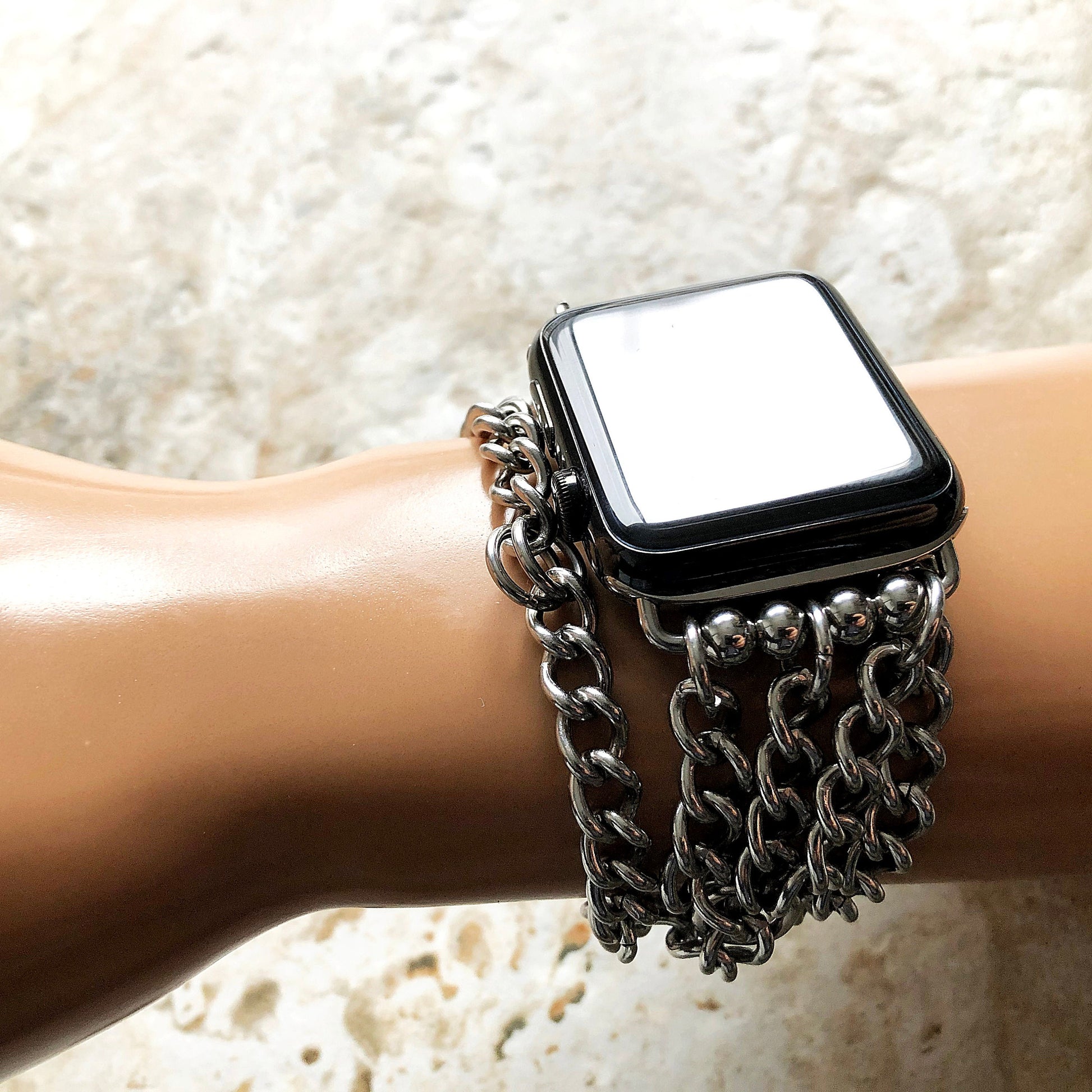 Apple Watch Ultra 2 9 8 7 6 5 4 3 2 1 Bracelet for 38mm 40mm 41mm 42mm 44mm 45mm 49mm Curb Wave Links Band 9mm x 7mm x1.7mm Stainless Steel