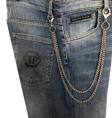 Fashion Wallet Chain Double Curb Silver Shiny Color Stainless Steel Cable Unisex Customisable Tarnish Resistant Very Strong 21" Inches 54cm