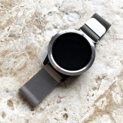 Garmin Silver Color Band Compatible with Vivoactive 5 3 and Music (Verizon) too Models Smartwatch Stainless Steel Milanese Mesh Strap - B20