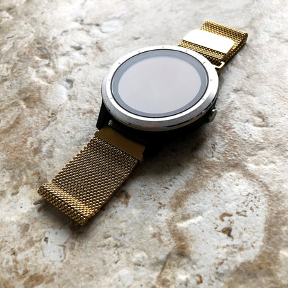 Garmin Gold Color Band Compatible with Vivoactive 5 3 and Music (Verizon) too Smartwatch Stainless Steel Milanese Mesh Strap - B20