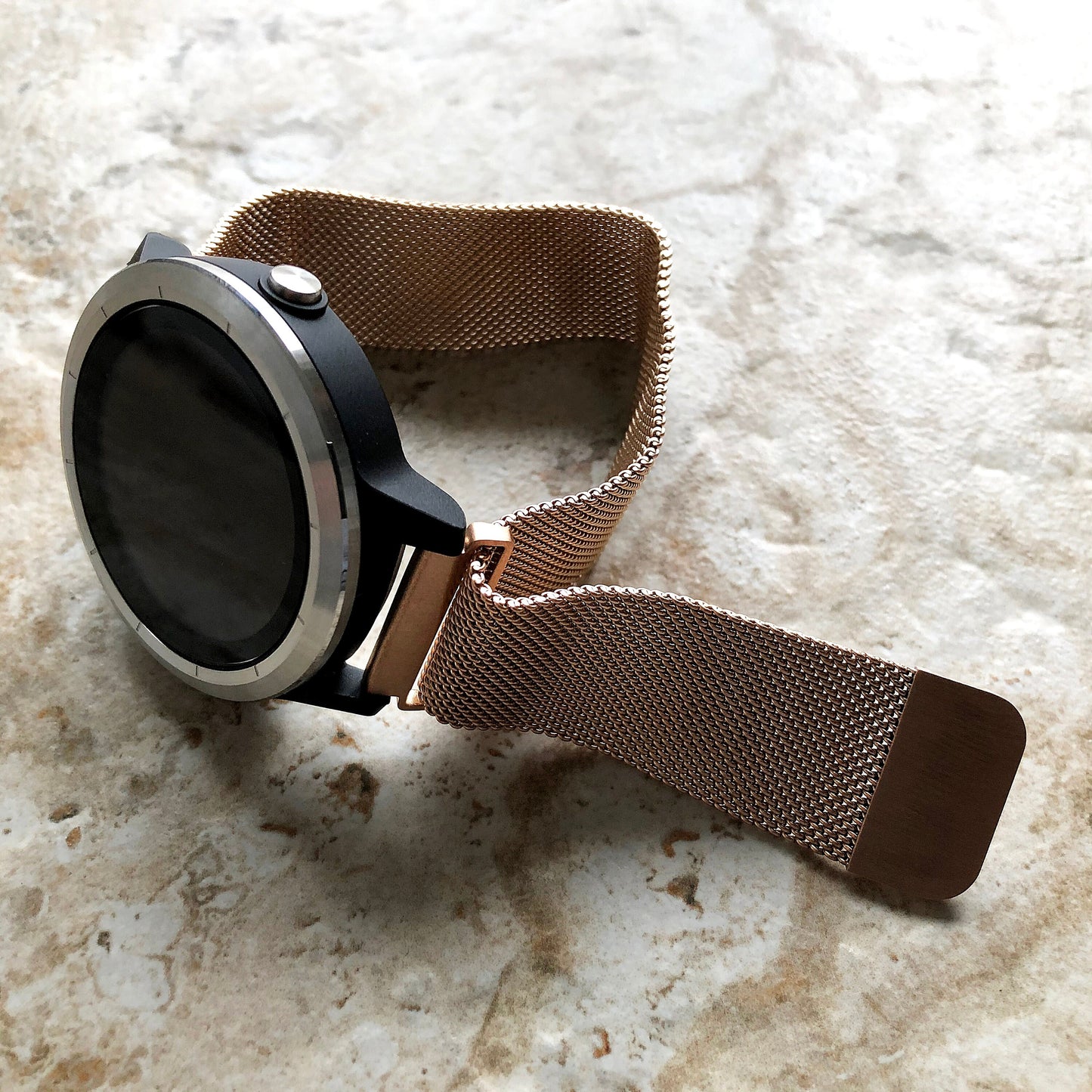 Rose Gold Color Band Compatible with Garmin D2 Air X10 Venu 2 Plus Venu Sq 2 Music Stainless Steel Milanese Mesh Strap Quick Release -B20