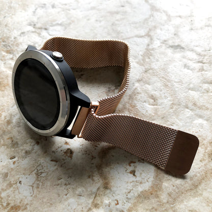 Rose Gold Color Band Compatible with Garmin D2 Air X10 Venu 2 Plus Venu Sq 2 Music Stainless Steel Milanese Mesh Strap Quick Release -B20