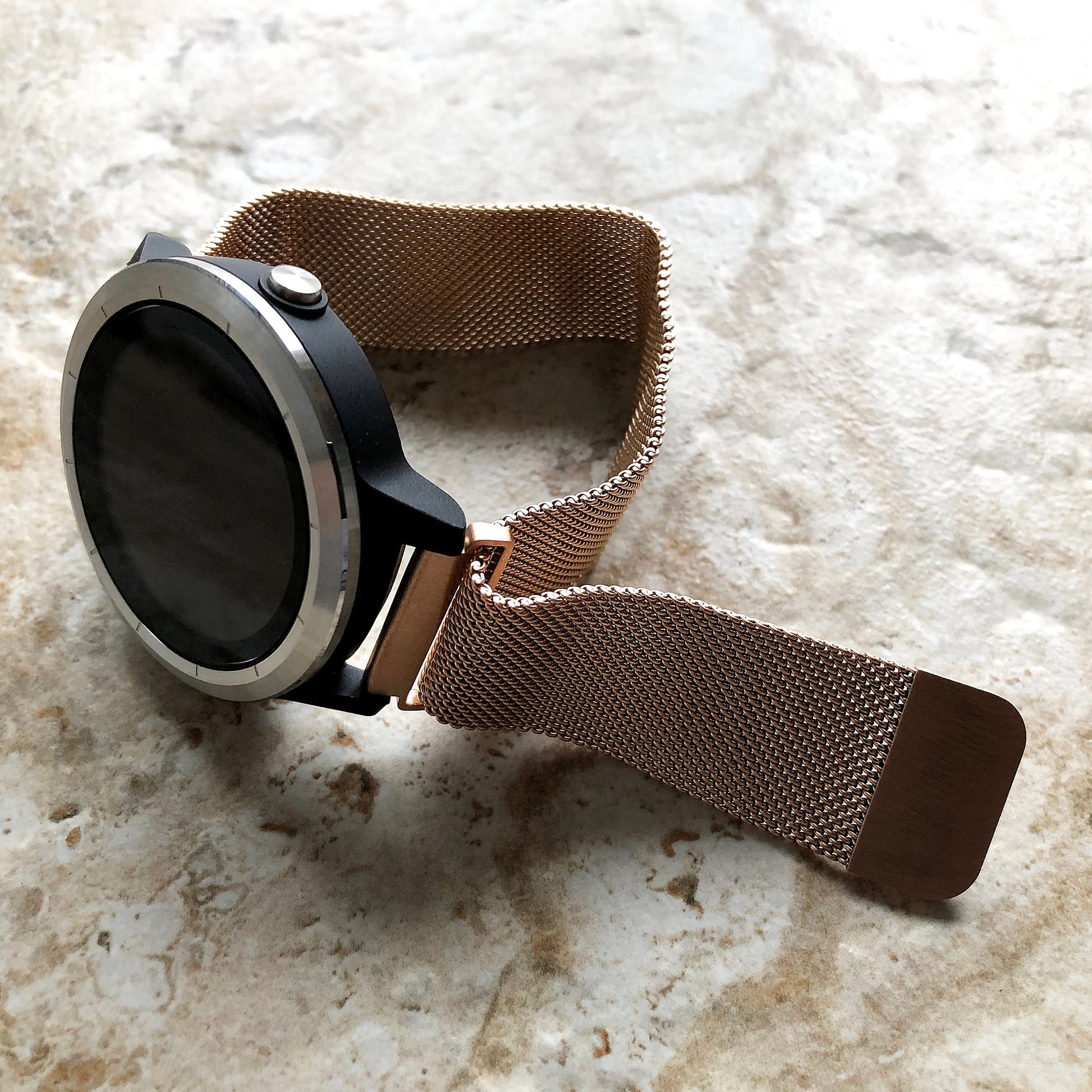 Rose Gold Color Band Compatible for Vivomove 3, HR, Trend Luxe Sport Style Smartwatches Stainless Steel Milanese Mesh Quick Release -B20