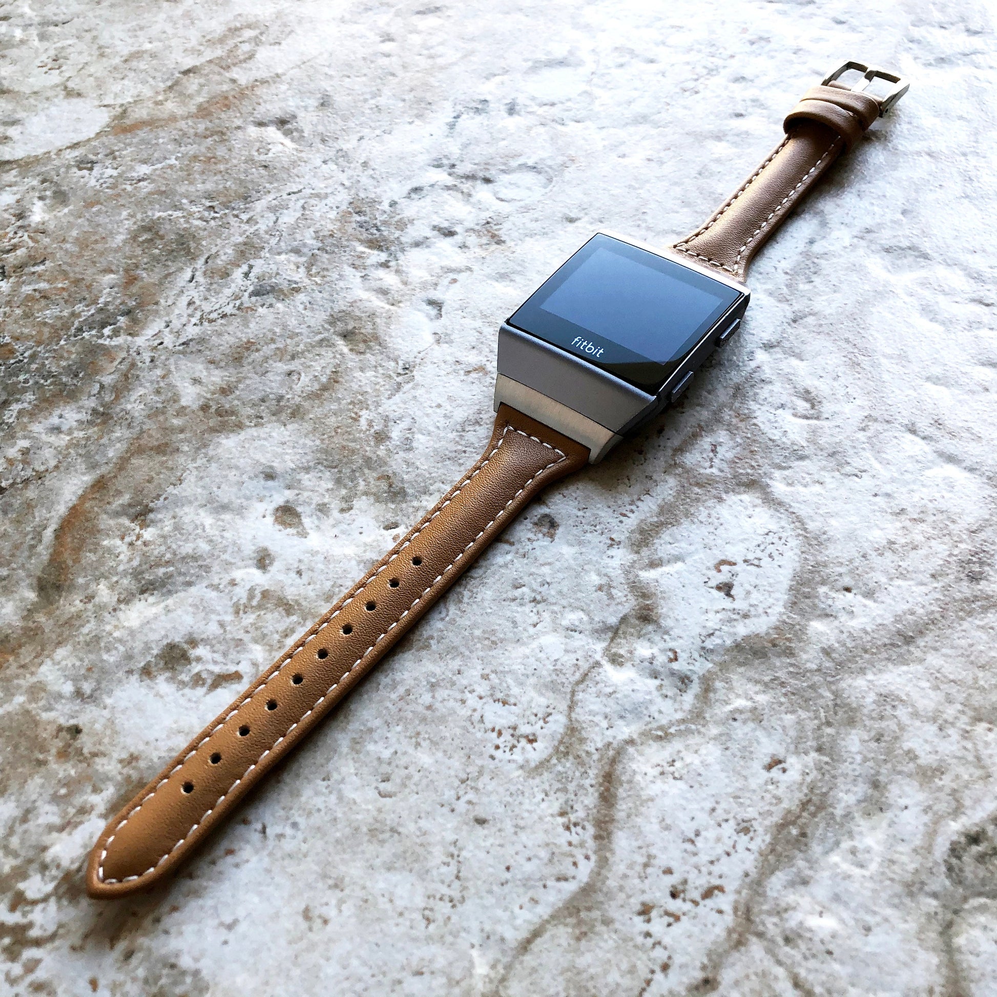 Fitbit Ionic Light Brown Slim Elegant Soft Leather Band Strap Bracelet for Smartwatch Quick Release Adapters in Silver Rose Gold Black