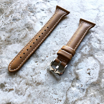 Fitbit Ionic Light Brown Slim Elegant Soft Leather Band Strap Bracelet for Smartwatch Quick Release Adapters in Silver Rose Gold Black