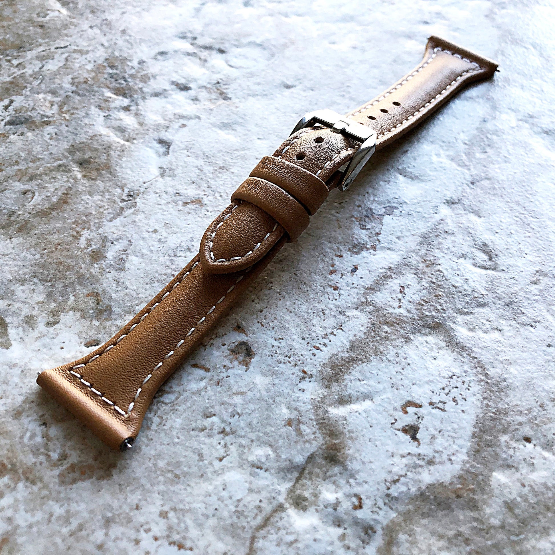 Fitbit Ionic Light Brown Slim Elegant Soft Leather Band Strap Bracelet for Smartwatch Quick Release Adapters in Silver Rose Gold Black