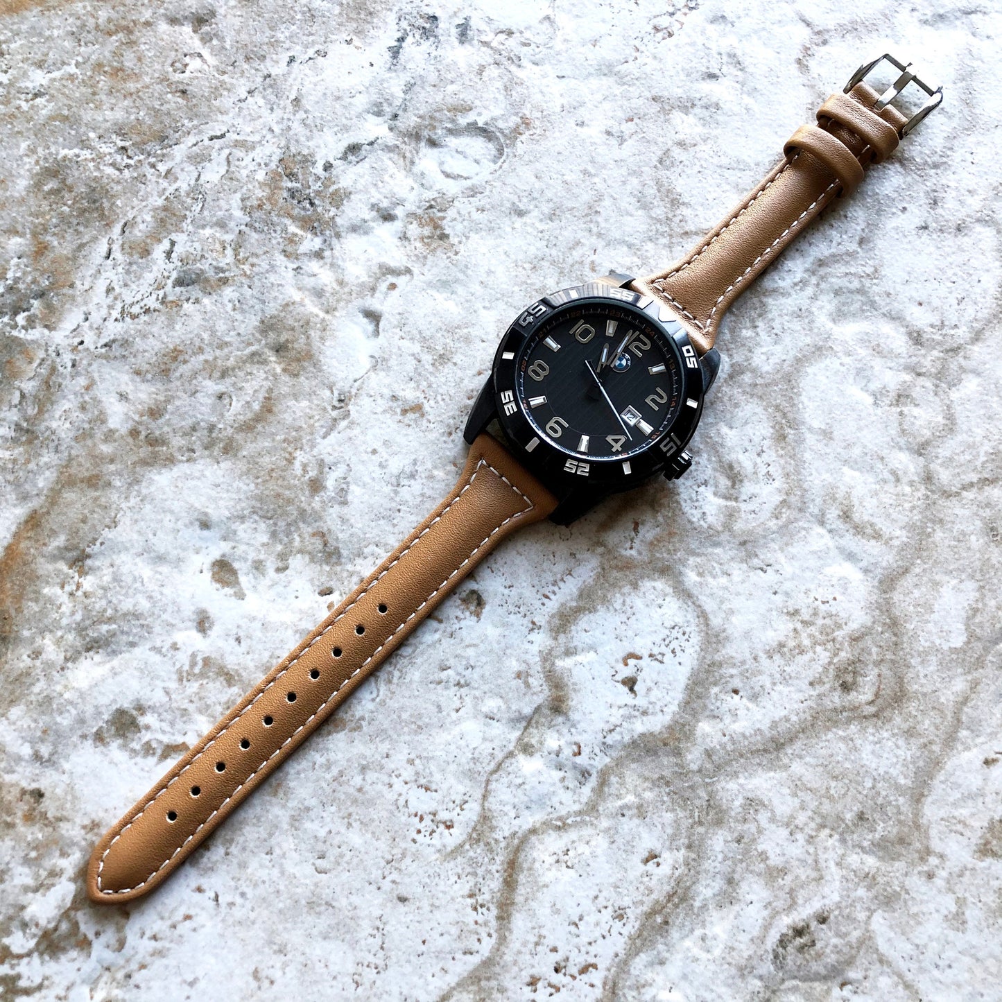 22mm Light Brown Slim and Elegant Soft Leather Watch Strap Band for Wrist Hand Watches - Quick Release Pins Included Easy n Ready to Attach