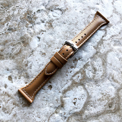22mm Light Brown Slim and Elegant Soft Leather Watch Strap Band for Wrist Hand Watches - Quick Release Pins Included Easy n Ready to Attach
