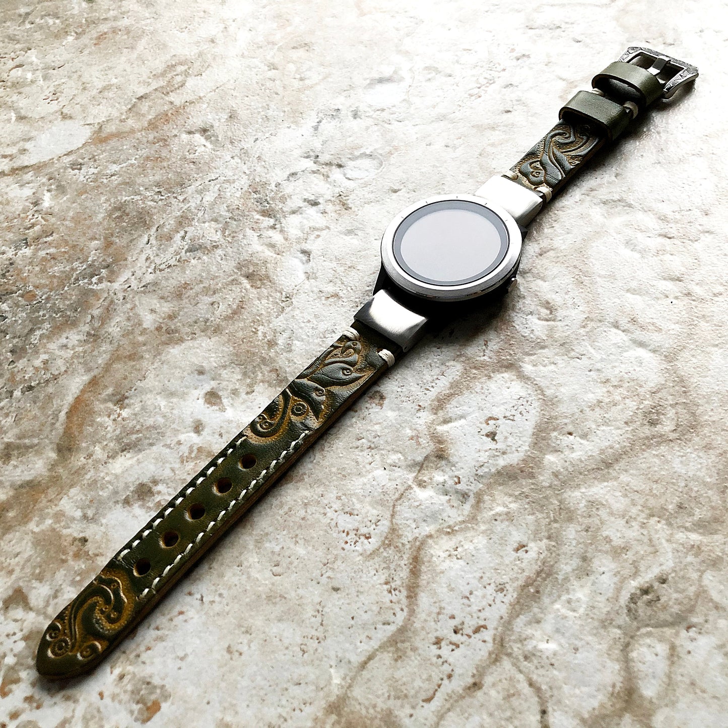 Garmin Green and Yellow Band for fenix 8 43mm 7S Pro Solar Sapphire fenix 6S Pro Sapphire Embossed Leather Quick Fit Watch Strap A20B18