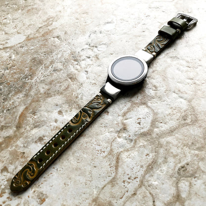 Garmin Green and Yellow Band for fenix 8 43mm 7S Pro Solar Sapphire fenix 6S Pro Sapphire Embossed Leather Quick Fit Watch Strap A20B18