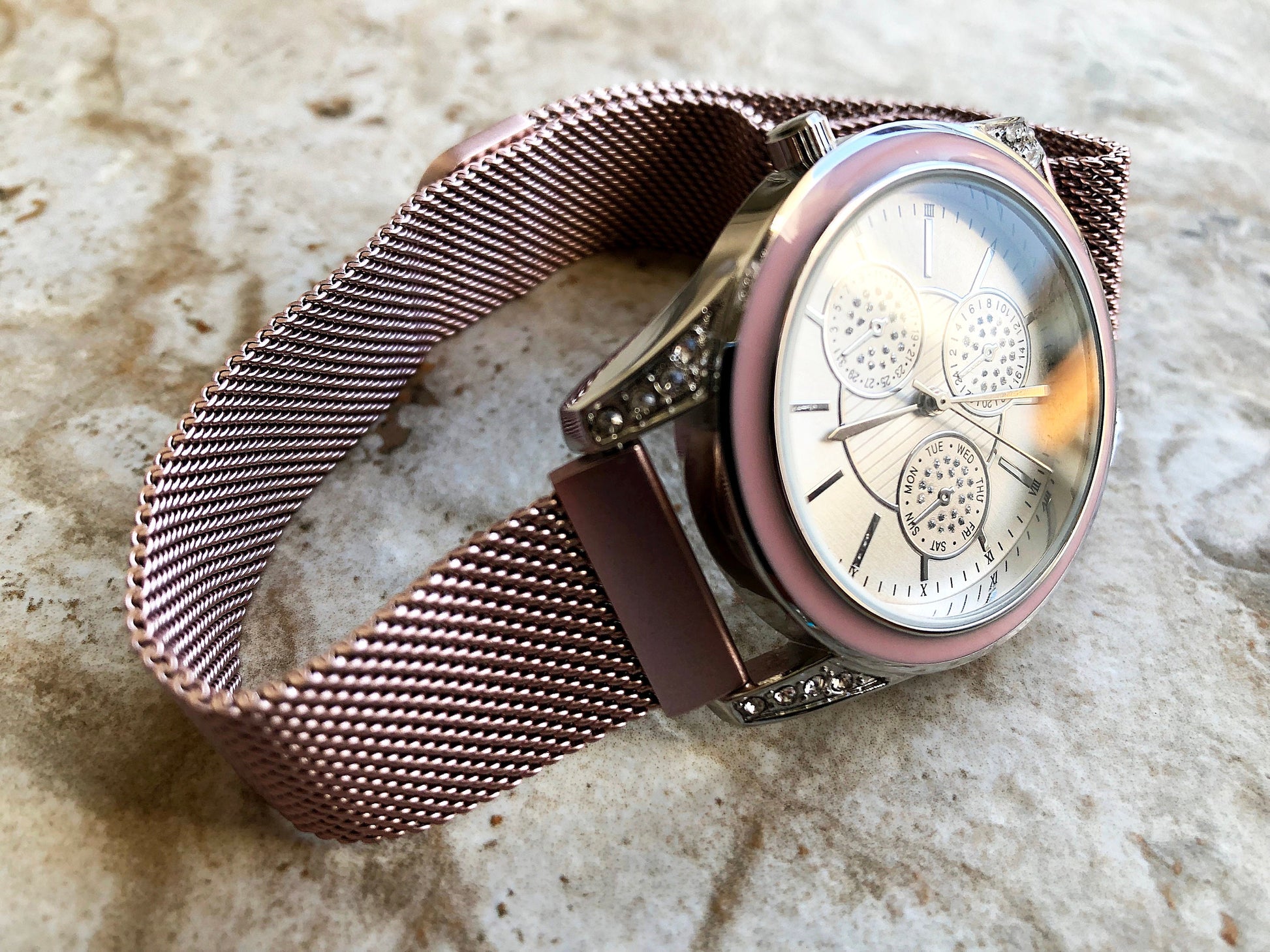 Stainless Steel Band Compatible with Garmin Venu 3S 2S Adjustable Milanese Mesh Strap Magnetic Closure Silver Black Rose Pink Gold -N18