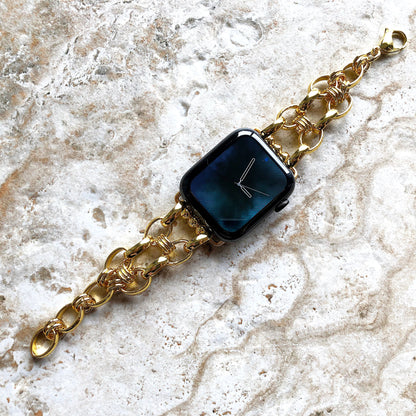 New Apple Watch Band Bracelet Convex Chain Link Stainless Steel Gold Color Ultra 2 9 8 7 SE 6 5 4 3 2 iWatch 38 40 41mm 42mm 44mm 45mm 49mm