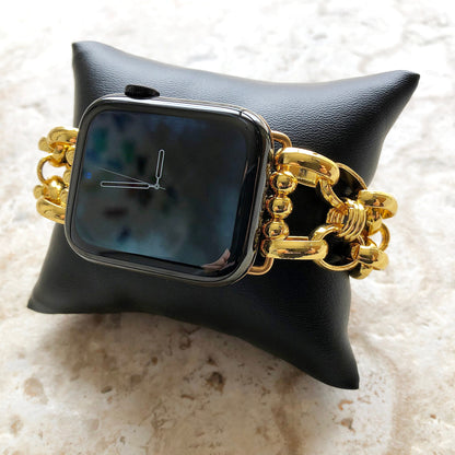 New Apple Watch Band Bracelet Convex Chain Link Stainless Steel Gold Color Ultra 2 9 8 7 SE 6 5 4 3 2 iWatch 38 40 41mm 42mm 44mm 45mm 49mm