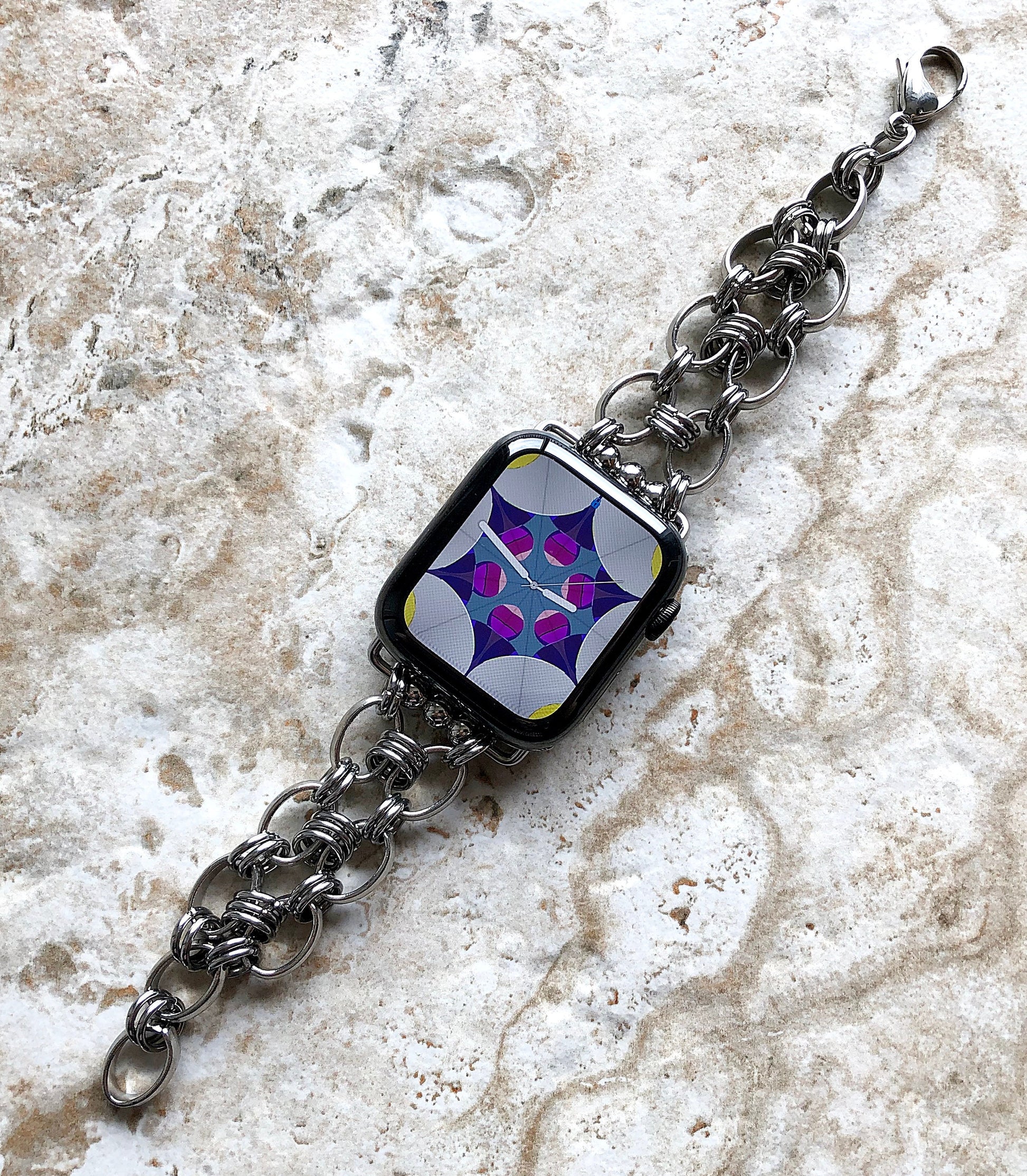 New Apple Watch Band Bracelet for iWatch Ultra 2 49mm and 9 8 Series 41mm 45mm Case Concave St Steel Handmade Silver Color Strap Jewelry