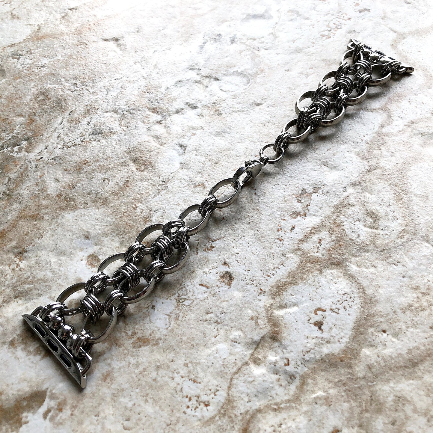 New Apple Watch Band Bracelet for iWatch Ultra 2 49mm and 9 8 Series 41mm 45mm Case Concave St Steel Handmade Silver Color Strap Jewelry