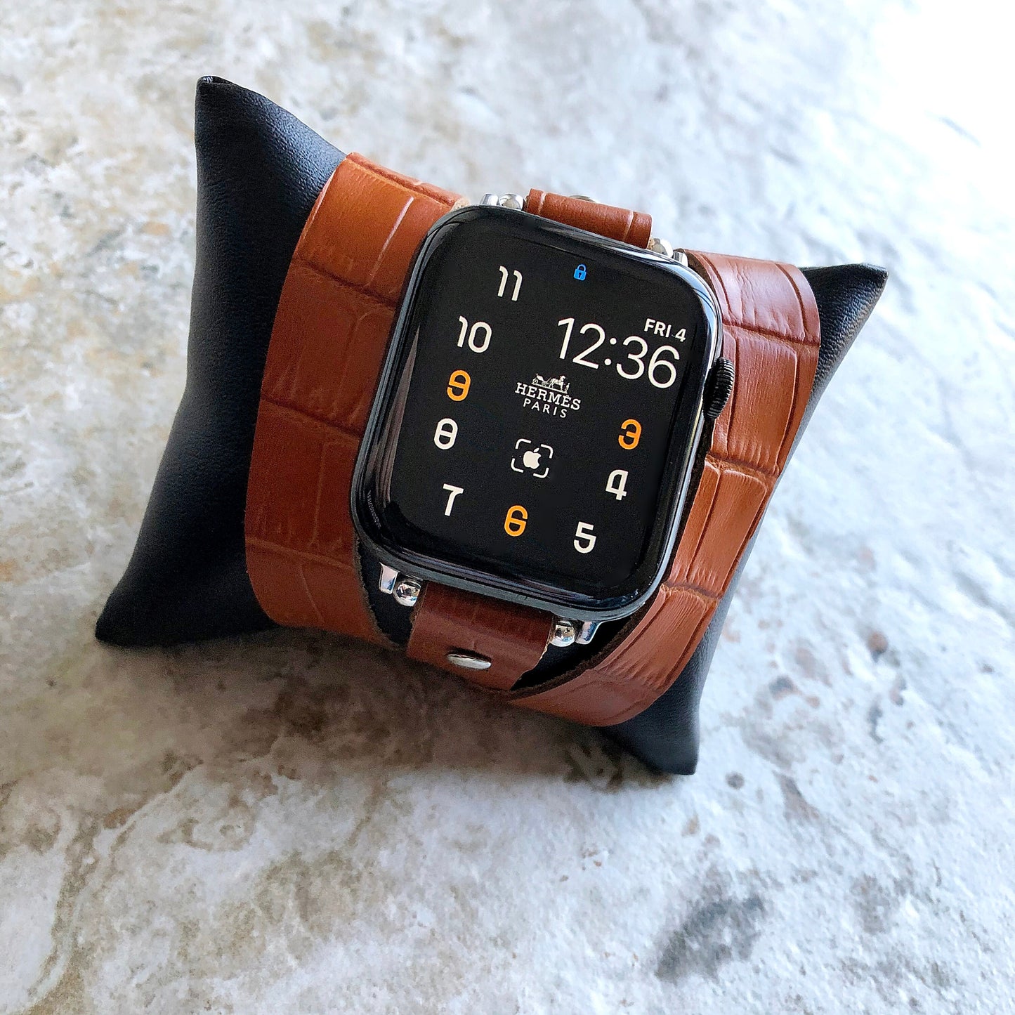 Apple Watch Ultra 2 9 8 7 SE 6 5 4 3 2 1 Case 38mm 40 41 42 44 45mm 49mm Brown Crocodile Alligator Pattern Embossed Leather Band Triple Wrap