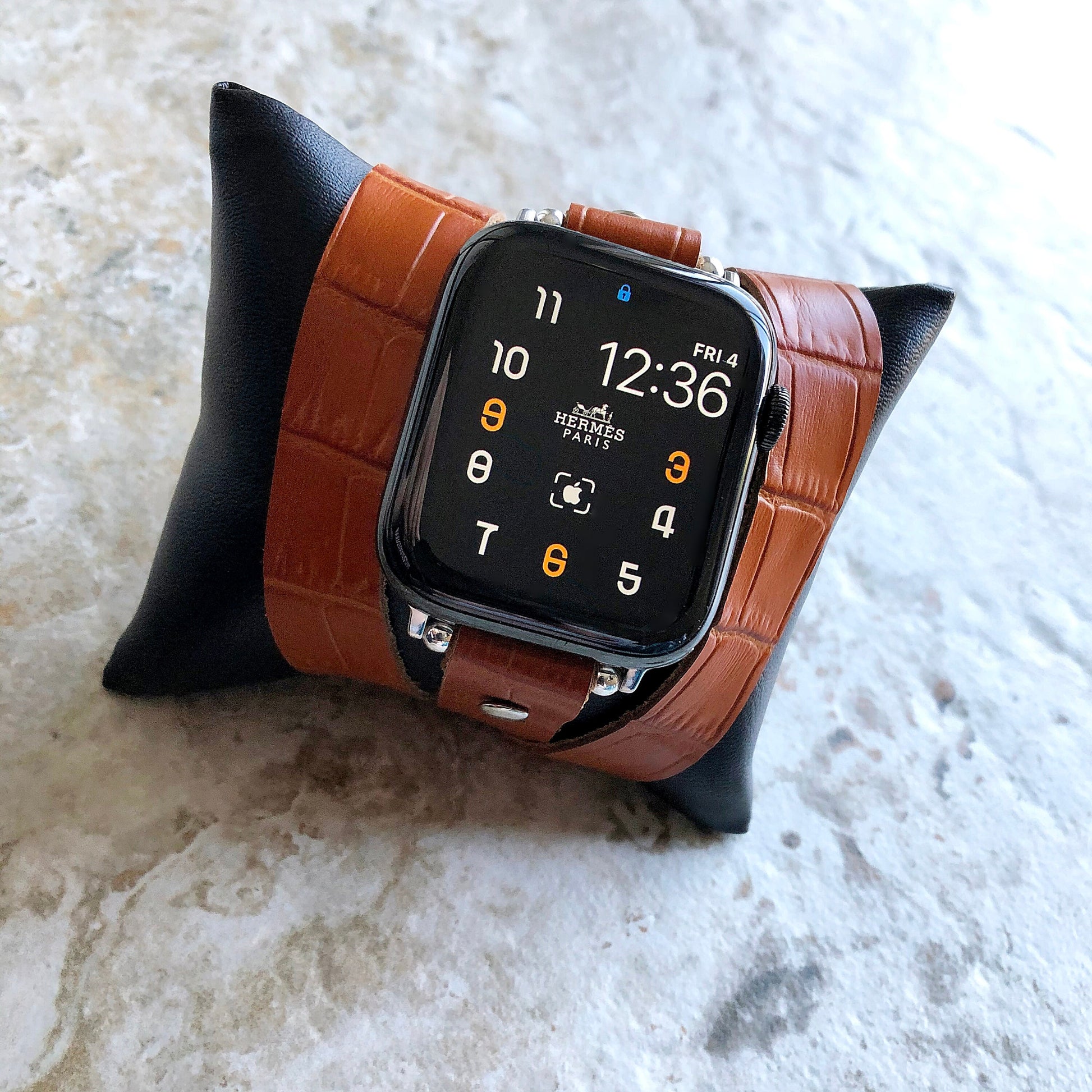 Apple Watch Ultra 2 9 8 7 SE 6 5 4 3 2 1 Case 38mm 40 41 42 44 45mm 49mm Brown Crocodile Alligator Pattern Embossed Leather Band Triple Wrap