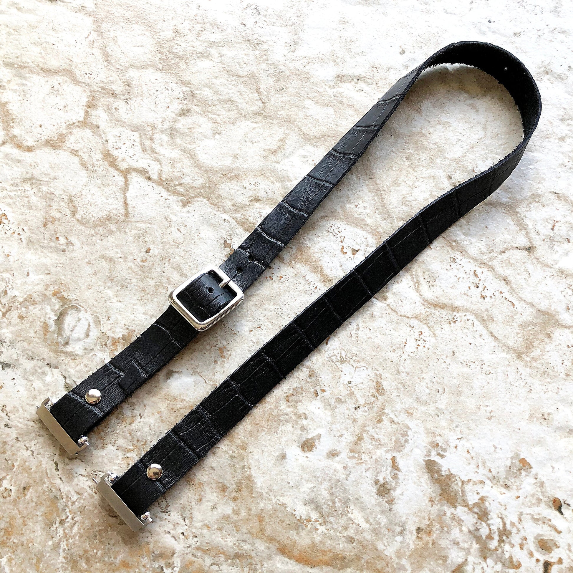 Black Fitbit Versa 2 3 4 Sense 2 Band Crocodile Alligator Pattern Leather Bracelet Triple Wrap Around Wrist Straps Silver Rose Gold Black