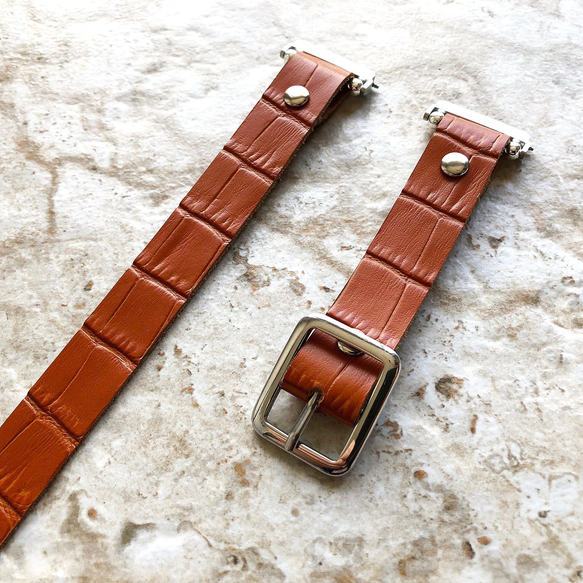 Brown Fitbit Versa 2 3 4 Sense 2 Band Crocodile Alligator Pattern Leather Bracelet Triple Wrap Around Wrist Straps Silver Rose Gold Black