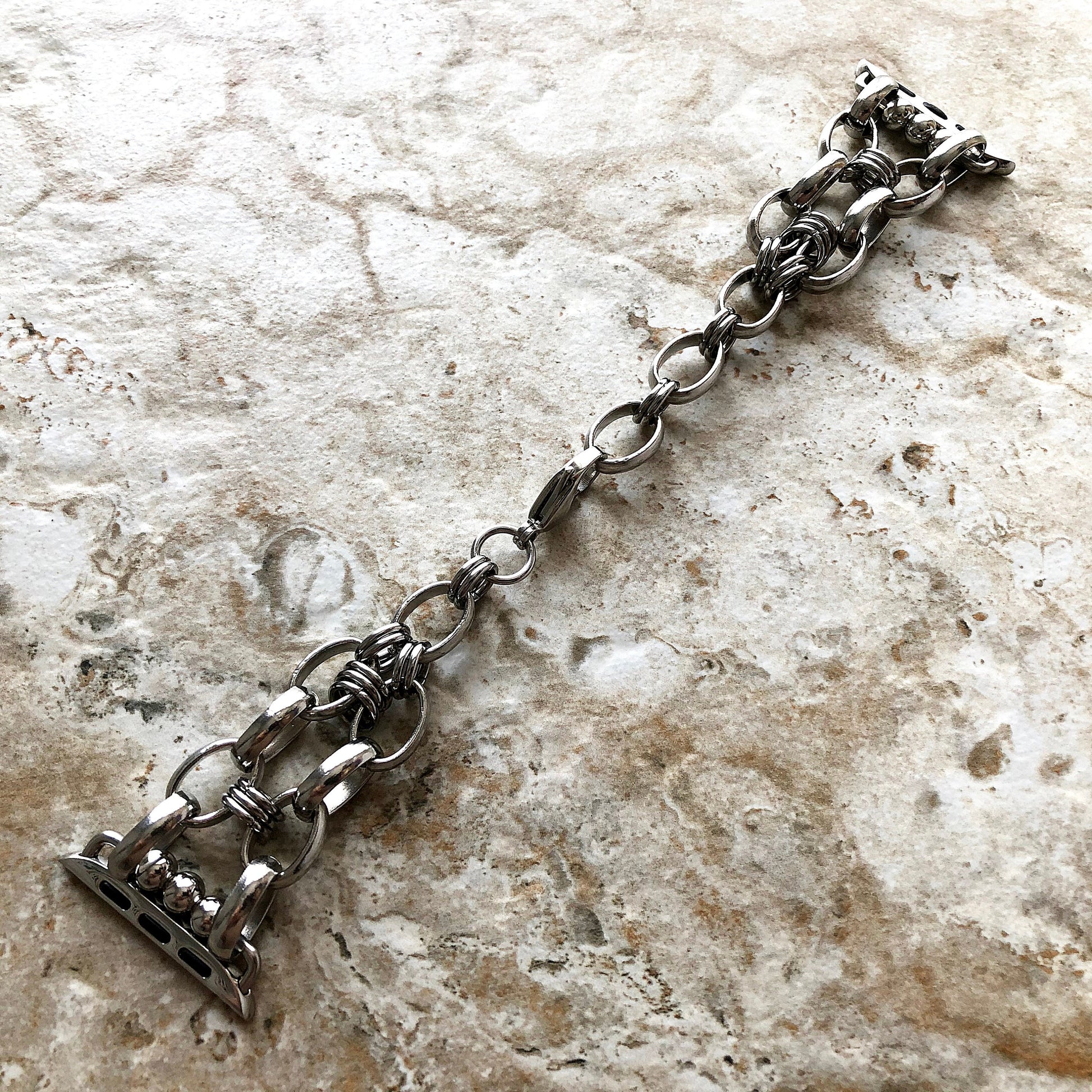 New Apple Watch Band Bracelet for iWatch Ultra 2 49mm and 9 8 Series 41mm 45mm Case Handmade Convex Stainless Steel Silver Color Strap