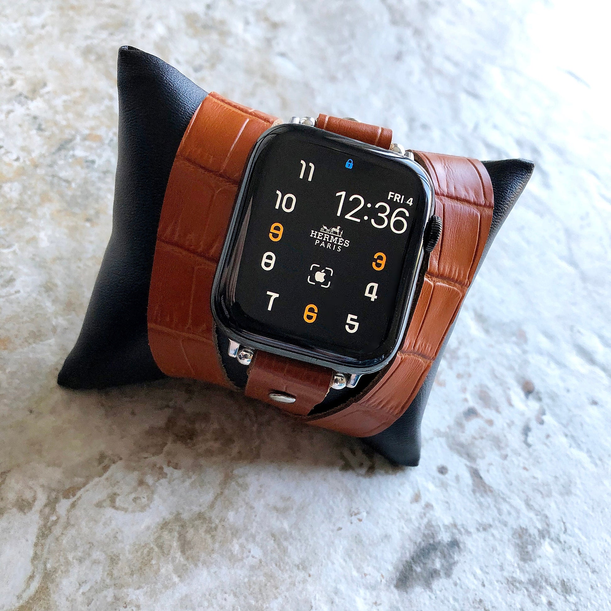 Apple Watches All Fitbit Versa 2 Ionic Brown Crocodile Alligator Pattern Embossed Leather Watch Band Triple Wrap Around Wrist Bracelet Strap