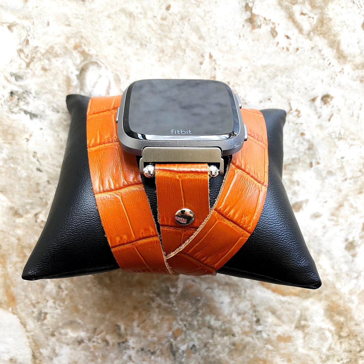 Apple Watches All Fitbit Versa 2 Ionic Brown Crocodile Alligator Pattern Embossed Leather Watch Band Triple Wrap Around Wrist Bracelet Strap