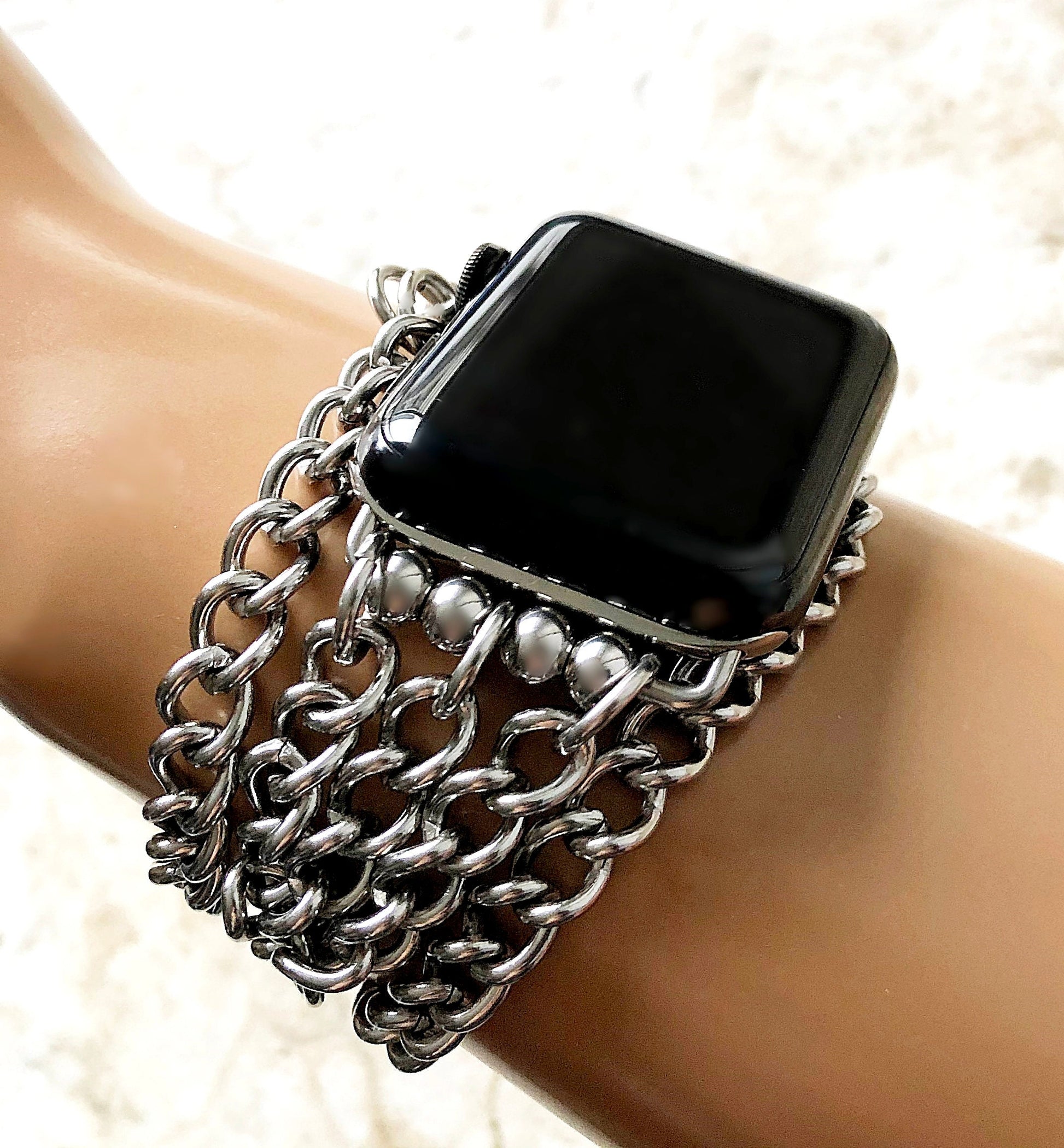 Apple Watch Ultra 2 9 8 7 SE 6 5 4 3 2 1 for 38mm 40mm 41mm 42mm 44mm 45mm 49mm Wave St Steel Links Chain Bracelet Handmade Bands Jewelry