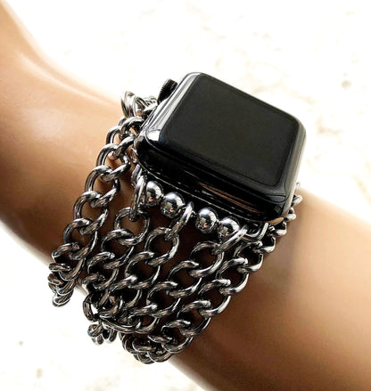 Apple Watch Ultra 2 9 8 7 SE 6 5 4 3 2 1 for 38mm 40mm 41mm 42mm 44mm 45mm 49mm Wave St Steel Links Chain Bracelet Handmade Bands Jewelry
