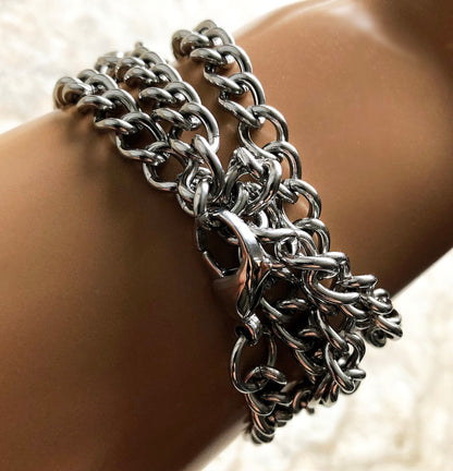 Apple Watch Ultra 2 49mm and 9 8 Series 41mm 45mm Case Wave Links Silver Color Stainless Steel Bracelet Handmade Band Fashion Jewelry Strap