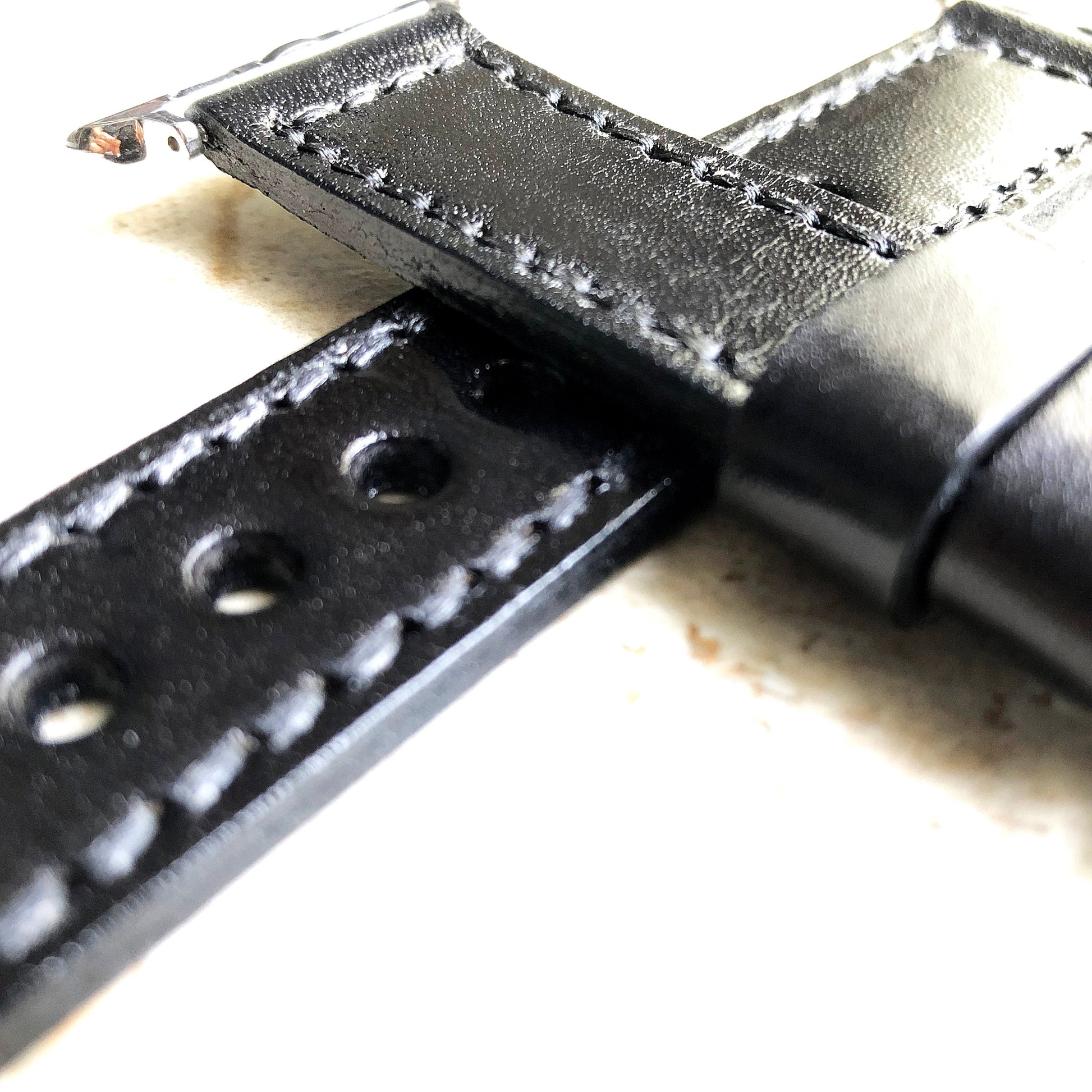 Apple Watch Black Band for iWatch Ultra 2 49mm and 9 8 Series 41mm 45mm Case Fully Stitched Handmade Durable Leather Strap Bracelet