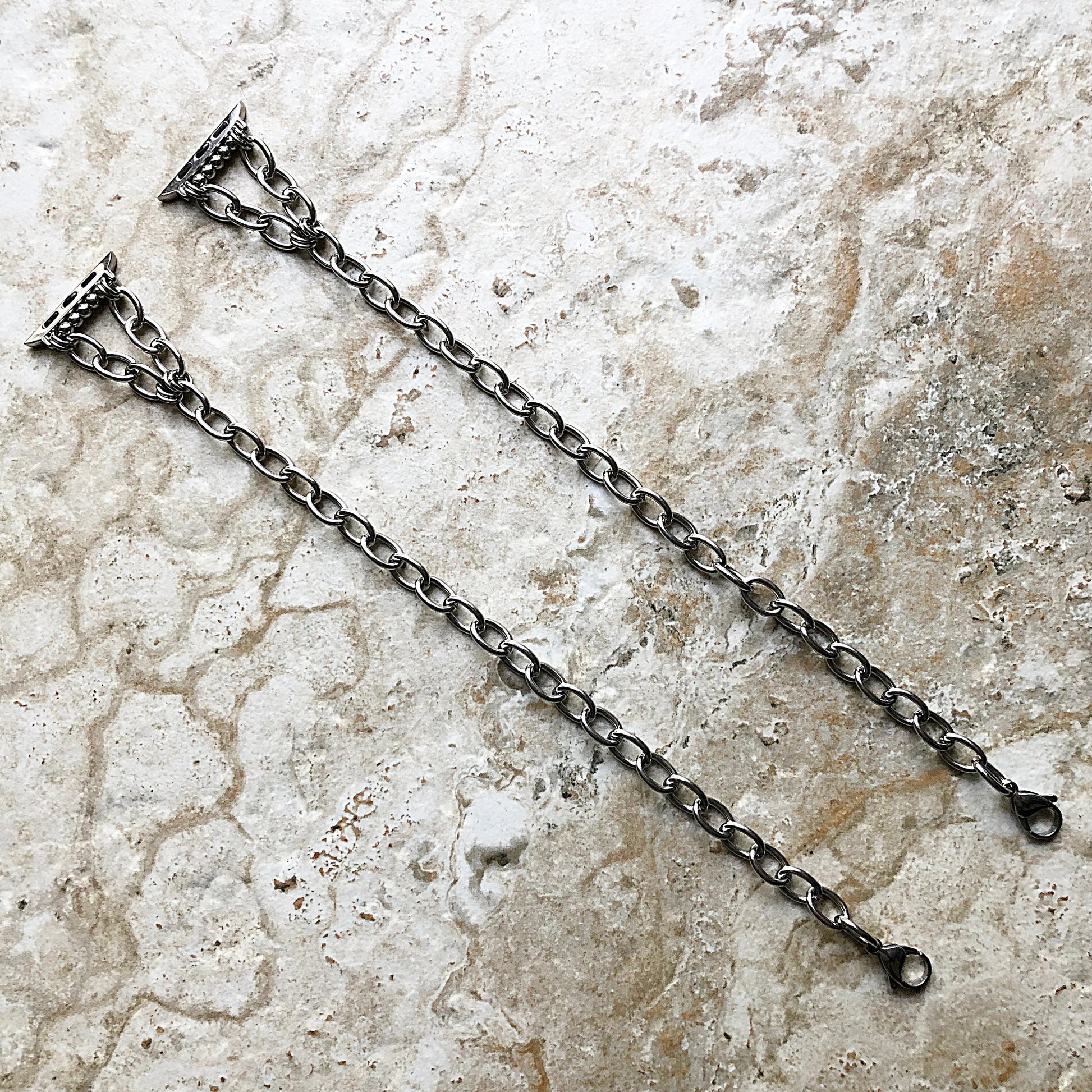 Apple Watch Band for iWatch Ultra 2 and 9 8 Series Silver St Steel 41mm 45mm 49mm Case Bracelet Chain Links Handmade Jewelry Strap - N30
