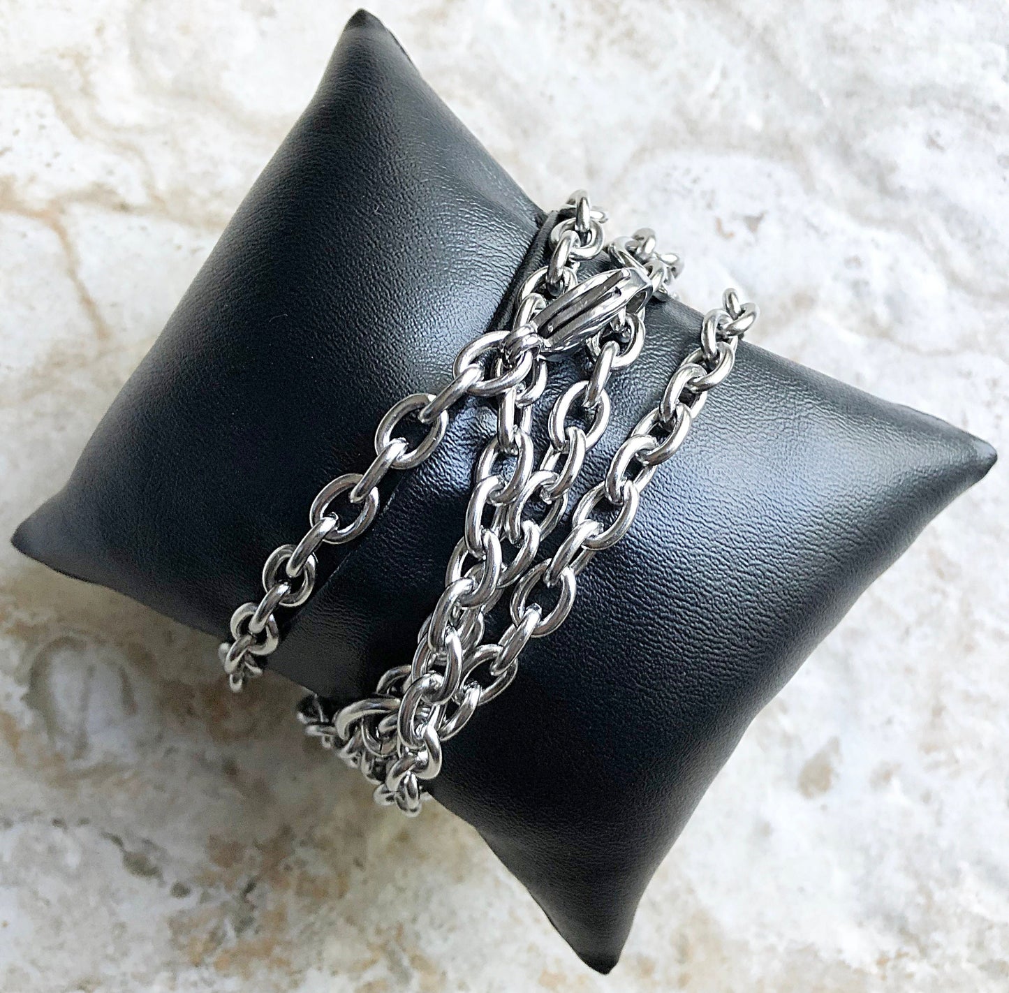 Apple Watch Band for Ultra 2 9 8 7 6 SE 5 4 3 2 Silver Stainless Steel 38mm 40mm 41mm 42mm 44mm 45mm 49mm Bracelet Chain Link Handmade -N31