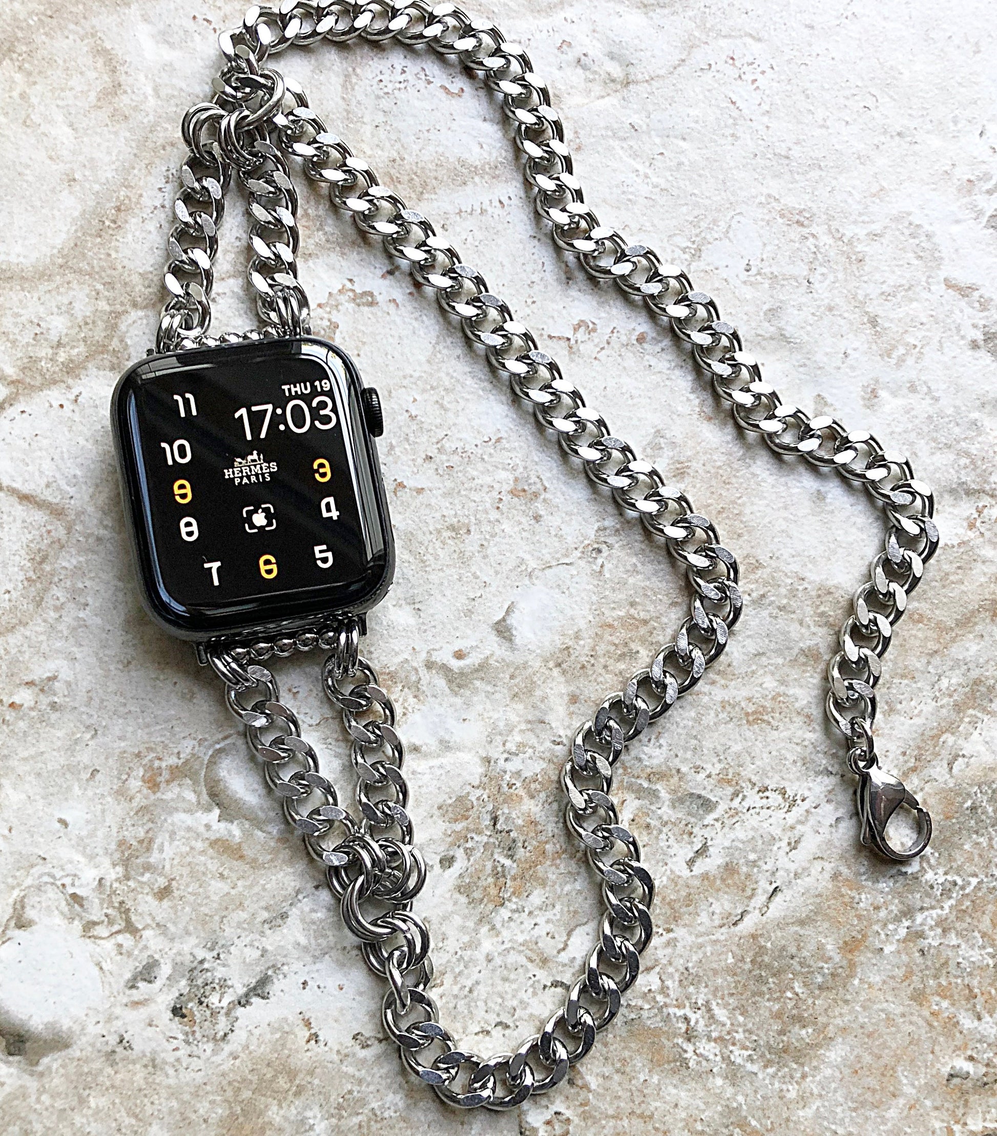 Apple Watch Band Bracelet St Steel Chain for iWatch Ultra 2 9 8 7 6 SE 5 4 3 2 1 38mm 40mm 41mm 42mm 44mm 45mm 49mm Handmade Jewelry -N32