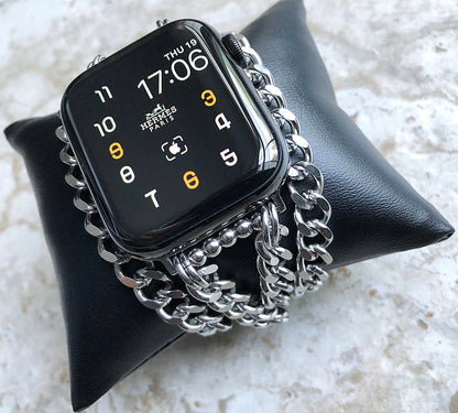 Apple Watch Band Bracelet St Steel Chain for iWatch Ultra 2 9 8 7 6 SE 5 4 3 2 1 38mm 40mm 41mm 42mm 44mm 45mm 49mm Handmade Jewelry -N32