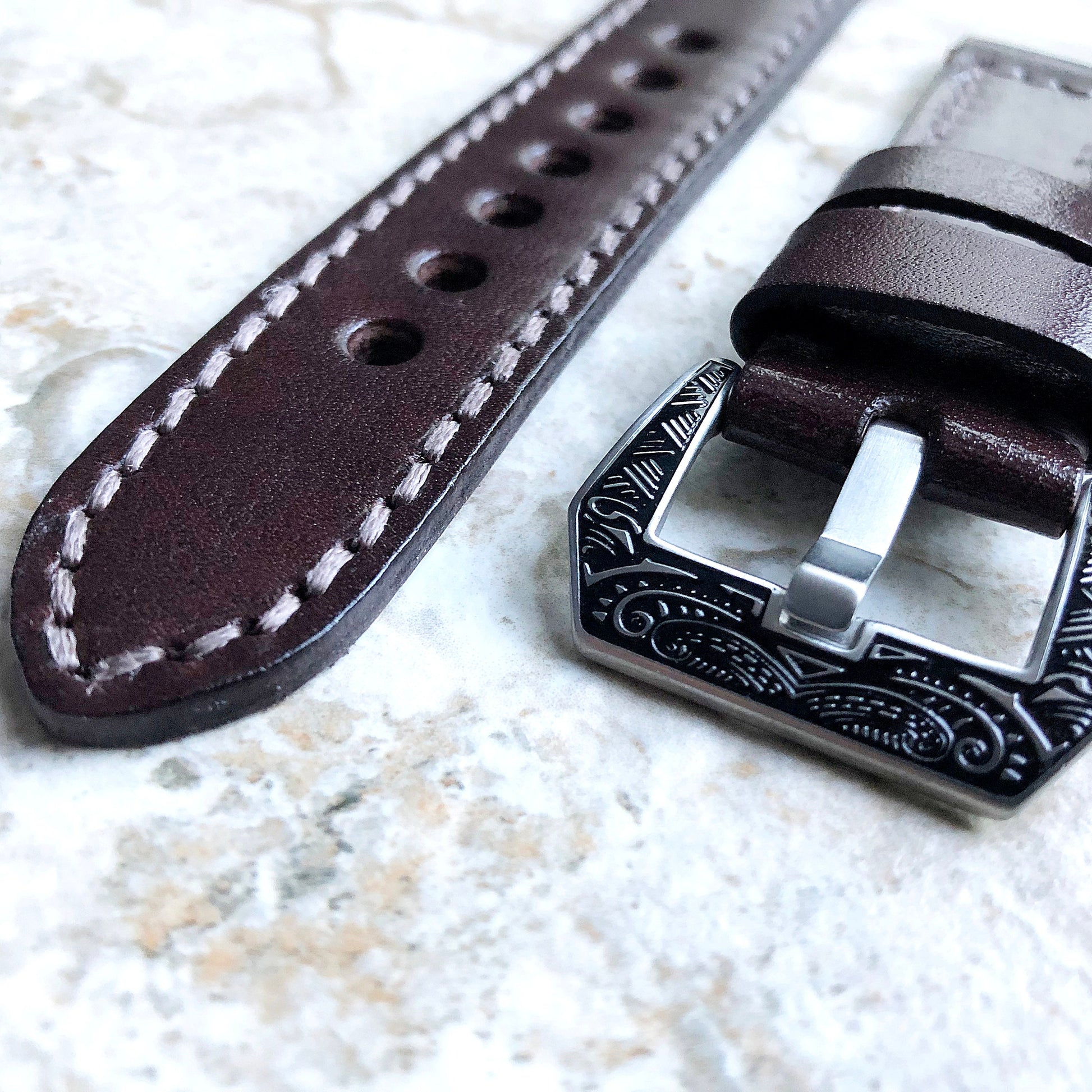 Fitbit Versa 2 3 4 Sense 2 Dark Brown Band Fully Stitched Handmade Thick Leather Strap Bracelet Watch Quick Release Silver Rose Gold Black