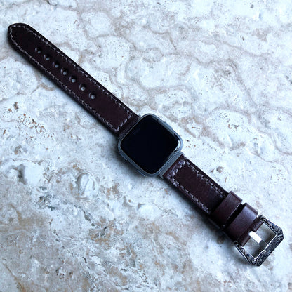 Fitbit Versa 2 3 4 Sense 2 Dark Brown Band Fully Stitched Handmade Thick Leather Strap Bracelet Watch Quick Release Silver Rose Gold Black