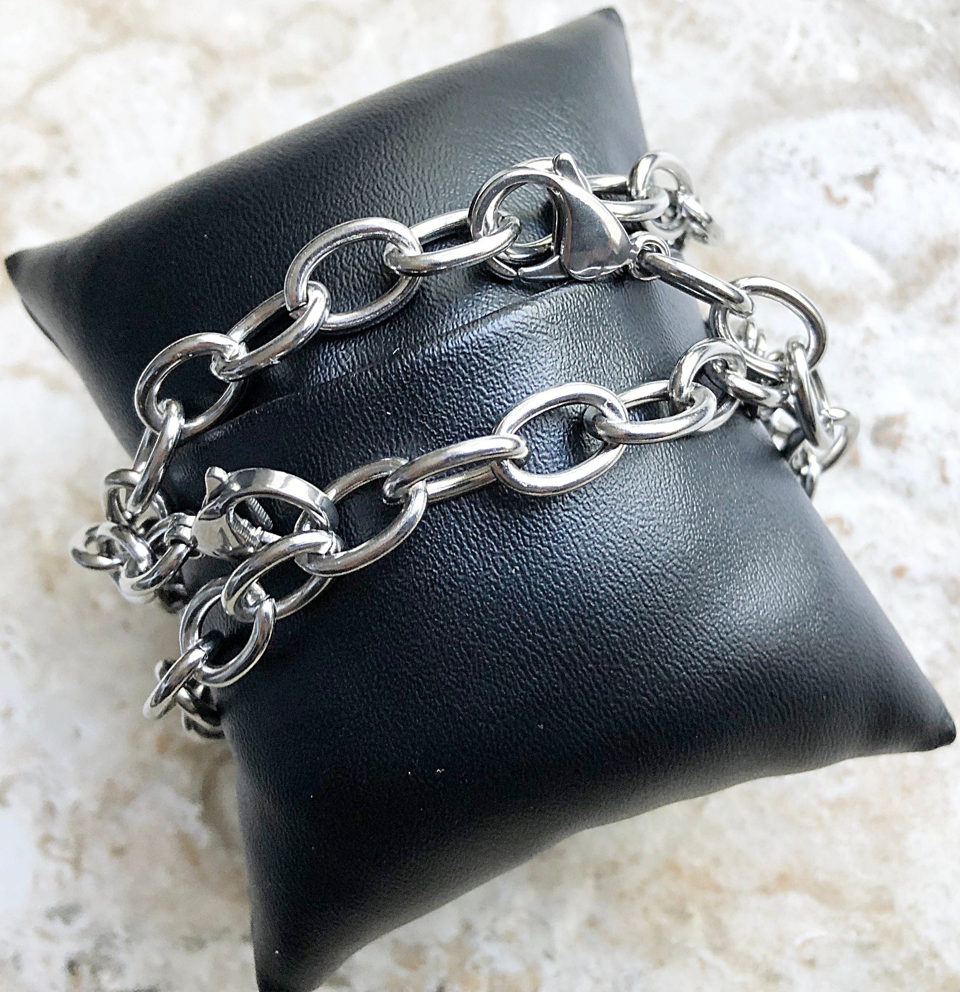 Apple Watch Band for iWatch Ultra 2 and 9 8 Series Silver St Steel 41mm 45mm 49mm Case Bracelet Chain Links Handmade Jewelry Strap - N30