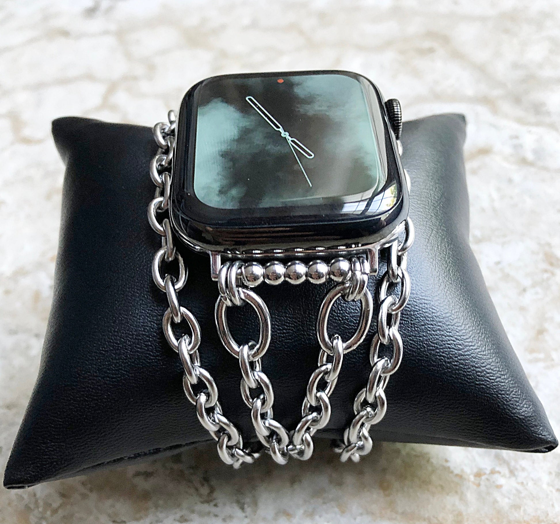 Apple Watch Band for Ultra 2 9 8 7 6 SE 5 4 3 2 Silver Stainless Steel 38mm 40mm 41mm 42mm 44mm 45mm 49mm Bracelet Chain Link Handmade -N31