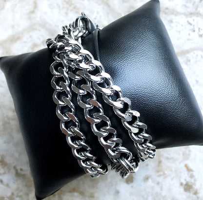 Apple Watch Band Bracelet Stainless Steel Chain Links for iWatch Ultra 2 49mm and 9 8 Series 41mm 45mm Silver Color Handmade Jewelry -N32