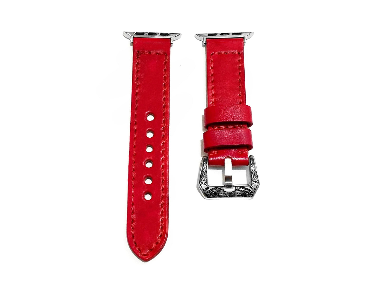 Apple Watch Ultra 2 9 8 7 SE 6 5 4 3 2 1 Red Brushed Color Band for iWatch 38mm 40mm 41mm 42mm 44mm 45mm 49mm Stitched Strap Bracelet