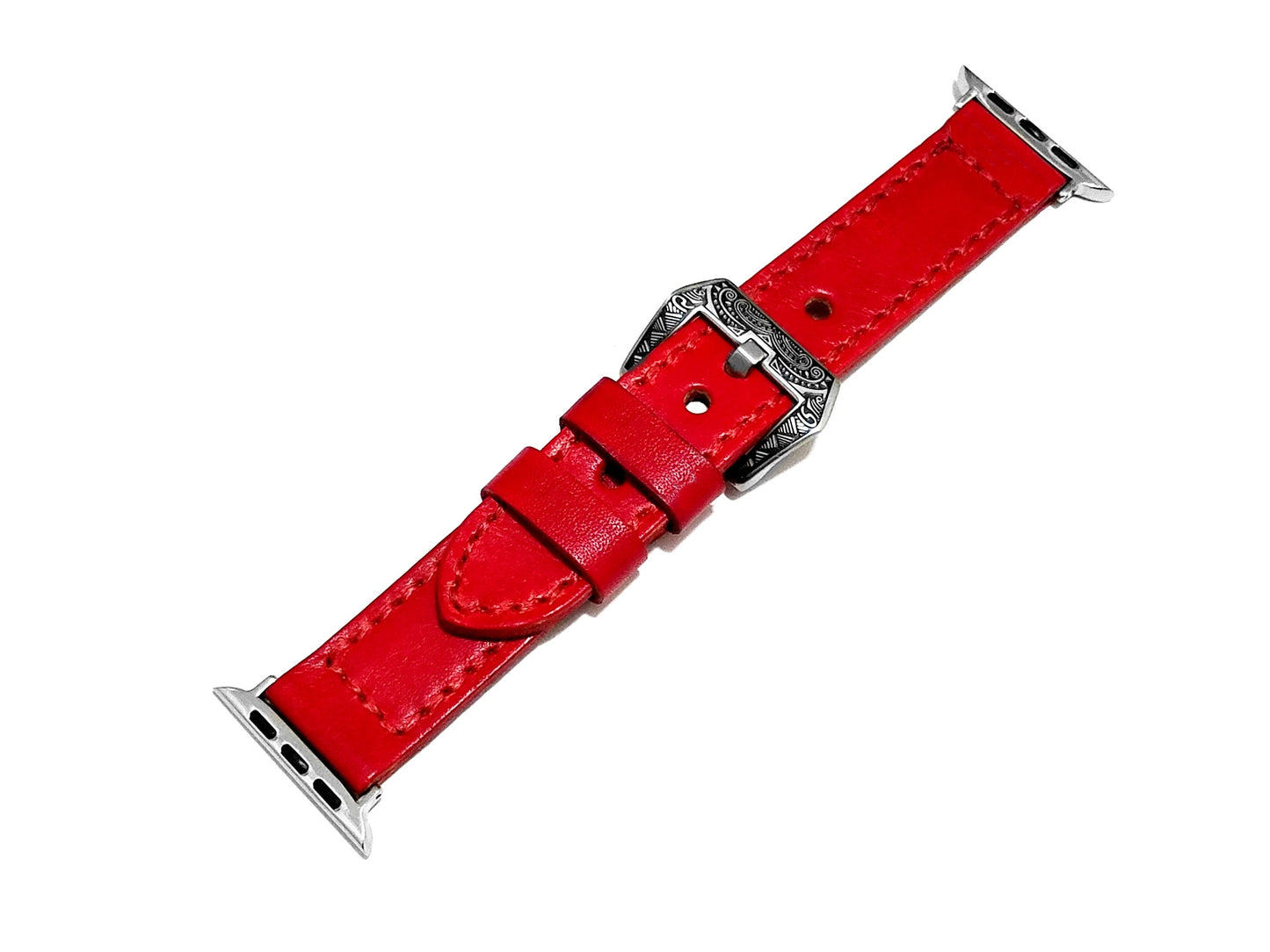 Apple Watch Ultra 2 9 8 7 SE 6 5 4 3 2 1 Red Double Sided Stitched Band for iWatch 38mm 40mm 41mm 42mm 44mm 45mm 49mm Elegant Leather Strap