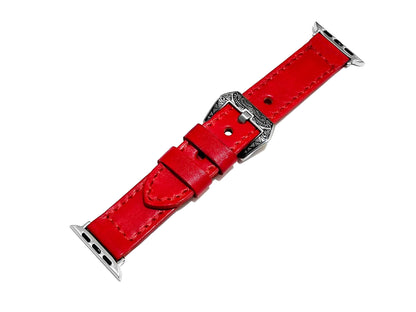 Apple Watch Ultra 2 9 8 7 SE 6 5 4 3 2 1 Red Double Sided Stitched Band for iWatch 38mm 40mm 41mm 42mm 44mm 45mm 49mm Elegant Leather Strap