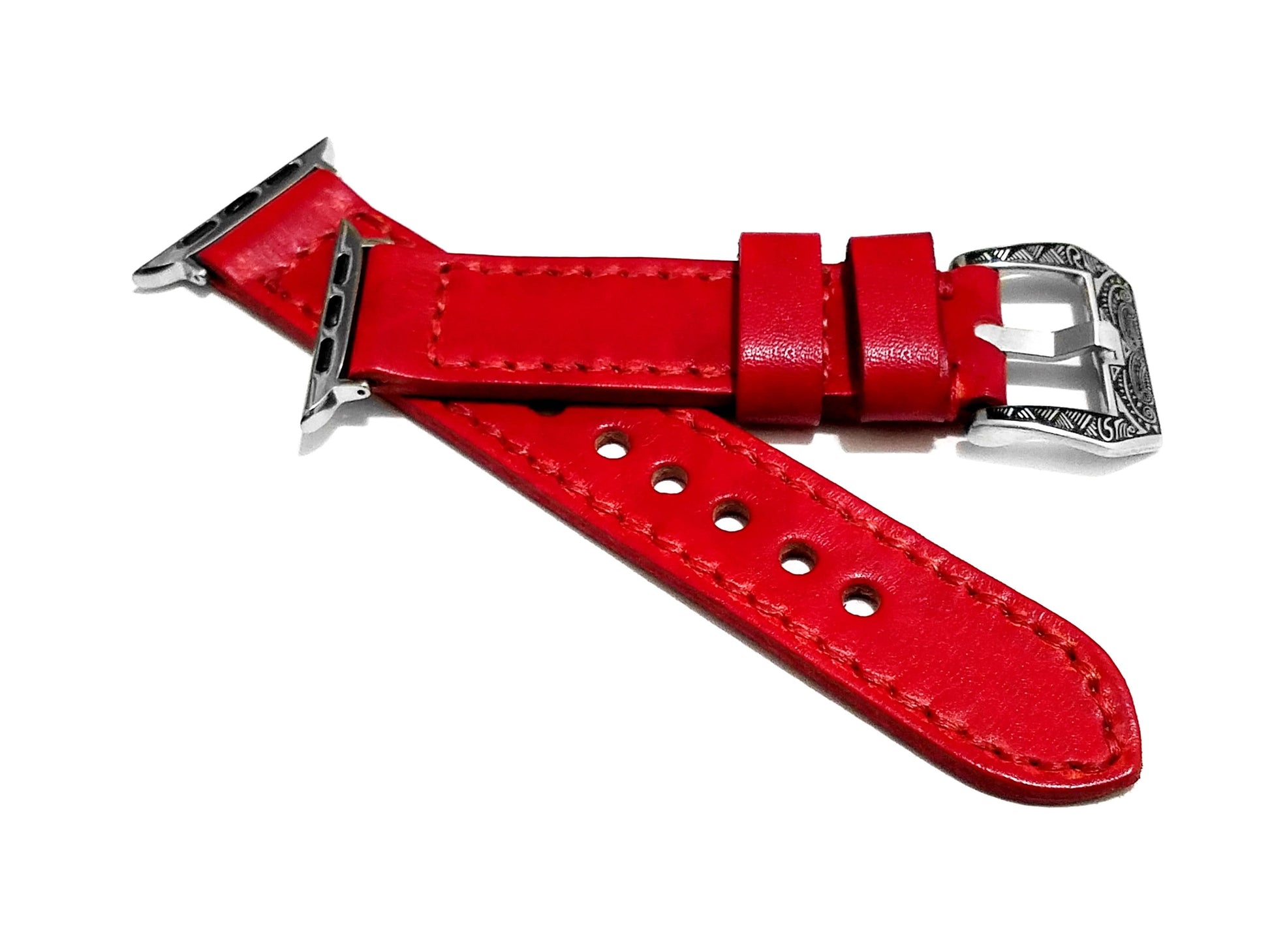 Apple Watch Ultra 2 9 8 7 SE 6 5 4 3 2 1 Red Brushed Color Band for iWatch 38mm 40mm 41mm 42mm 44mm 45mm 49mm Stitched Strap Bracelet