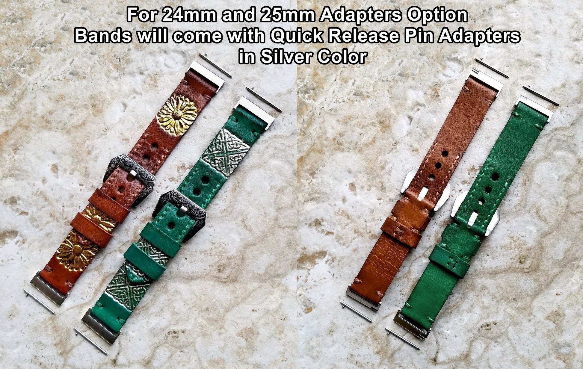 Brown Band 22mm 24mm 25mm Leather Handmade Strap Compatible with Apple Ultra 2 9 8 7 SE 6 5 4 3 2 1 Watch Fitbit Versa 2 3 4 Sense 2 Ionic