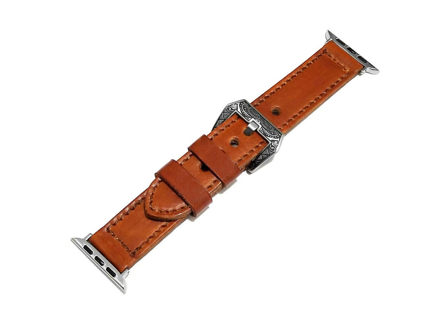 Apple Brown Stitched Premium Leather Band Strap Compatible with iWatch Ultra 2 49mm and 9 8 Series 41mm 45mm Case Handmade Bracelet