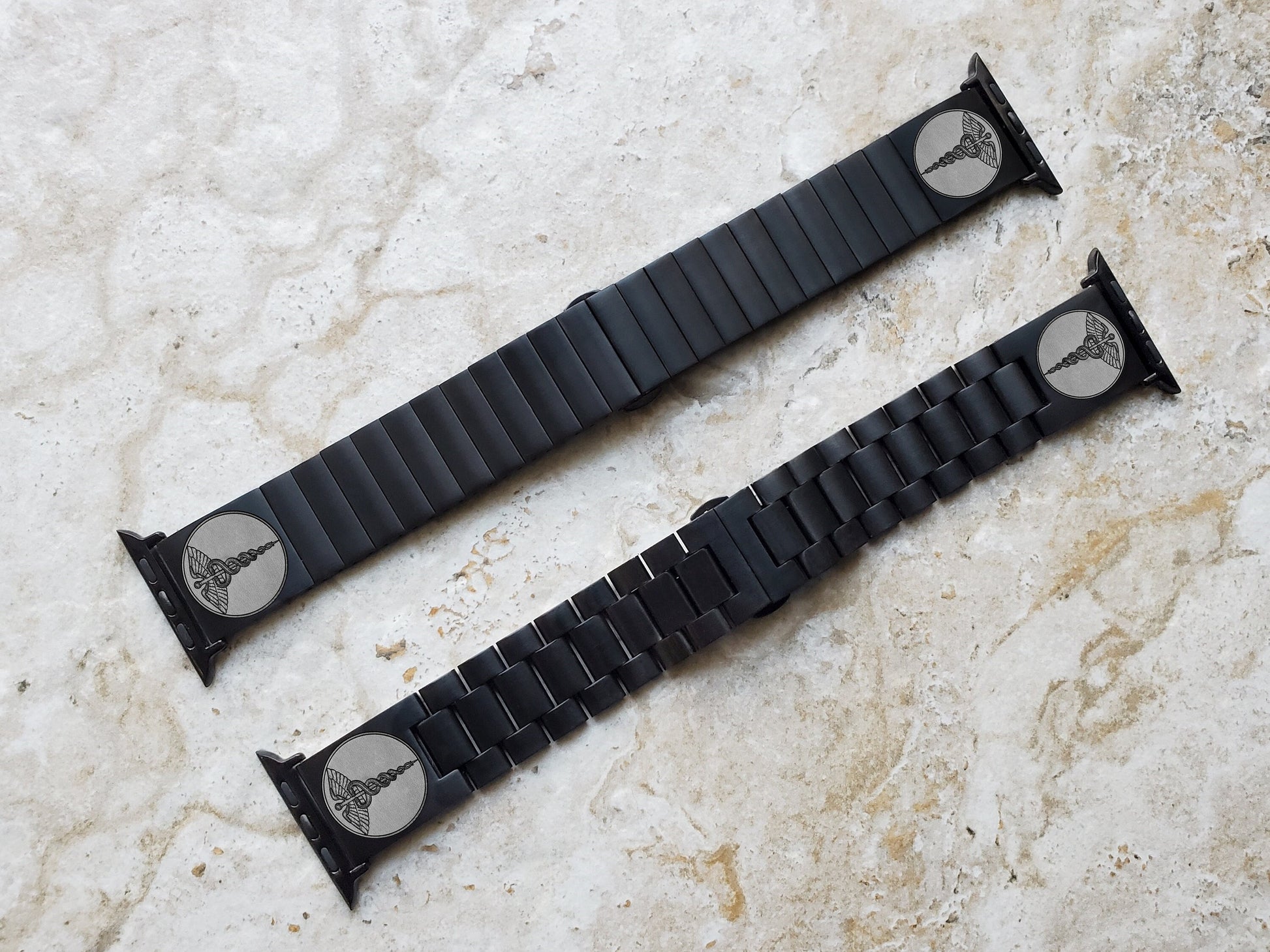 Engraved Watch Band for Apple iWatch Ultra 2 9 8 7 SE 6 5 4 3 2 1 Case 38mm 40mm 41mm 42mm 44mm 45mm 49mm Black Stainless Steel Strap MS1