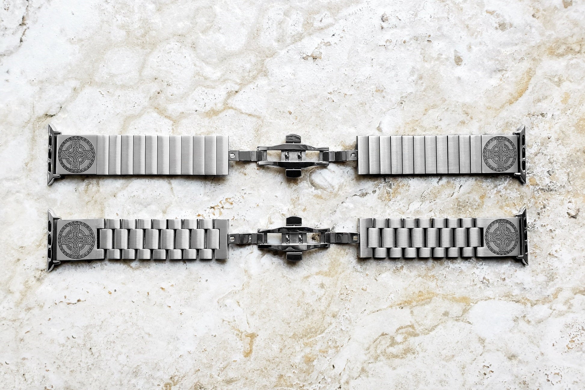 Engraved Watch Band Compatible with Apple iWatch Ultra 2 49mm and 9 8 Series 41mm 45mm Case Silver Stainless Steel Tooled Bracelet Strap CC2